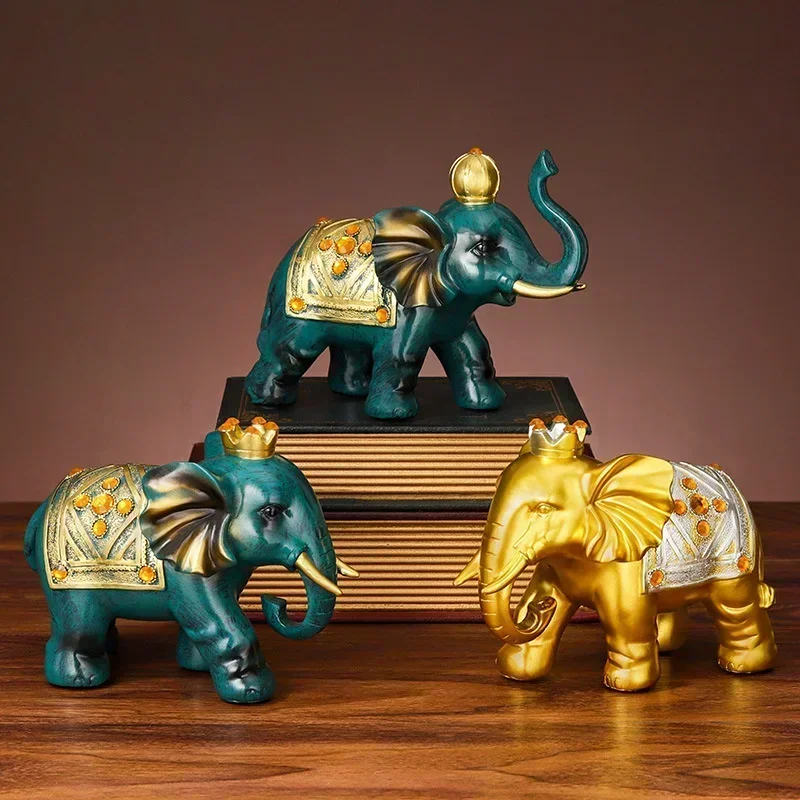 

European-style creative resin handicraft couple elephant display home living room wine cabinet decoration gift