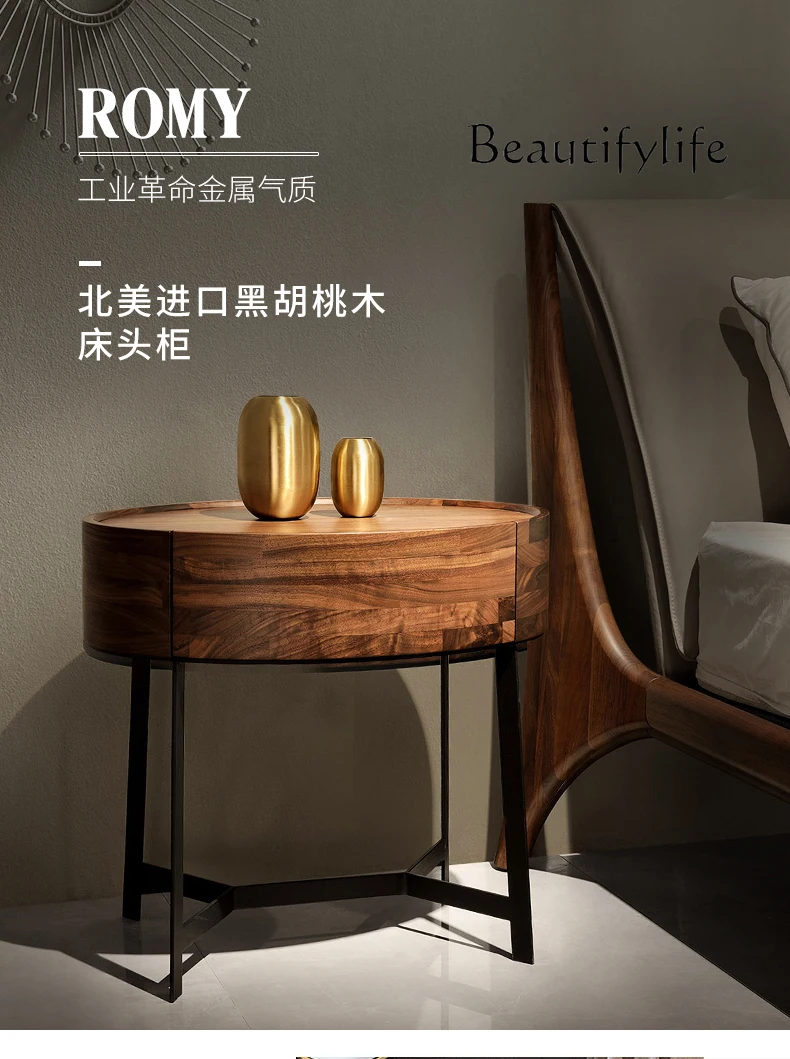 

غرفة نوم كاملة أثاث Nordic Solid Wood Bedside Supporter Italian Light Luxury Bedroom Bedside Storage Cabinet