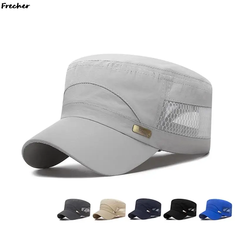 Mesh Patchwork Military Hats Classic Men Cadet Hat Comfortable Trucker Caps Plus Size Captain Cap Unisex Hunting Sun Visors 2023