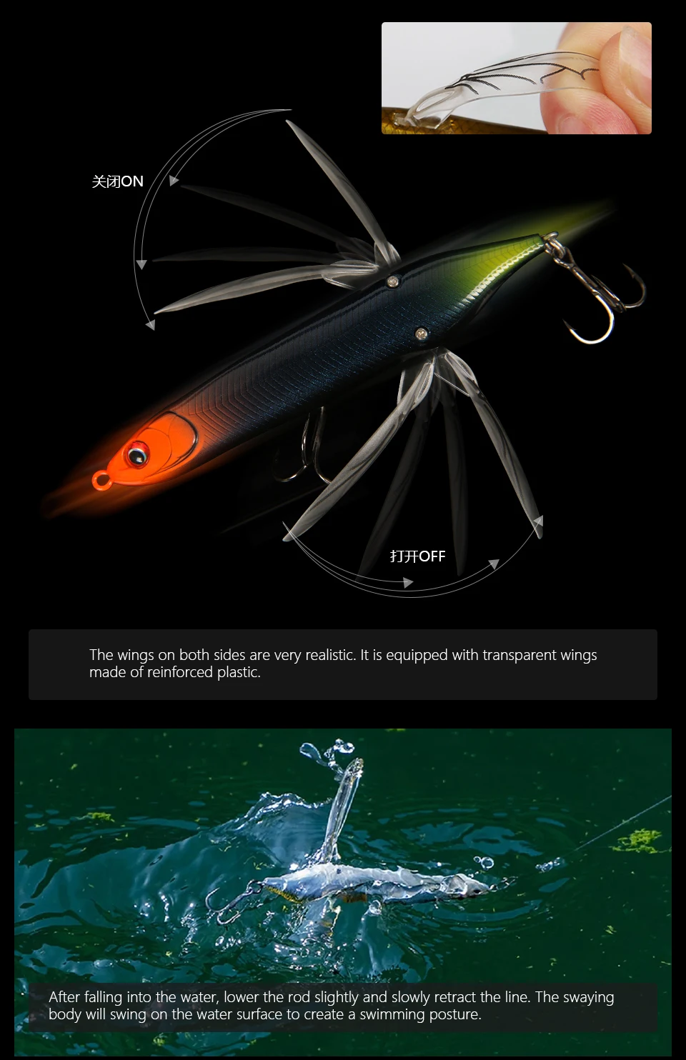 LETOYO 4g/6.6g 2pcs Libellen-Köder Wobbler Harter Kunstköder Jerkbait Bass-Angelköder – Detail 5