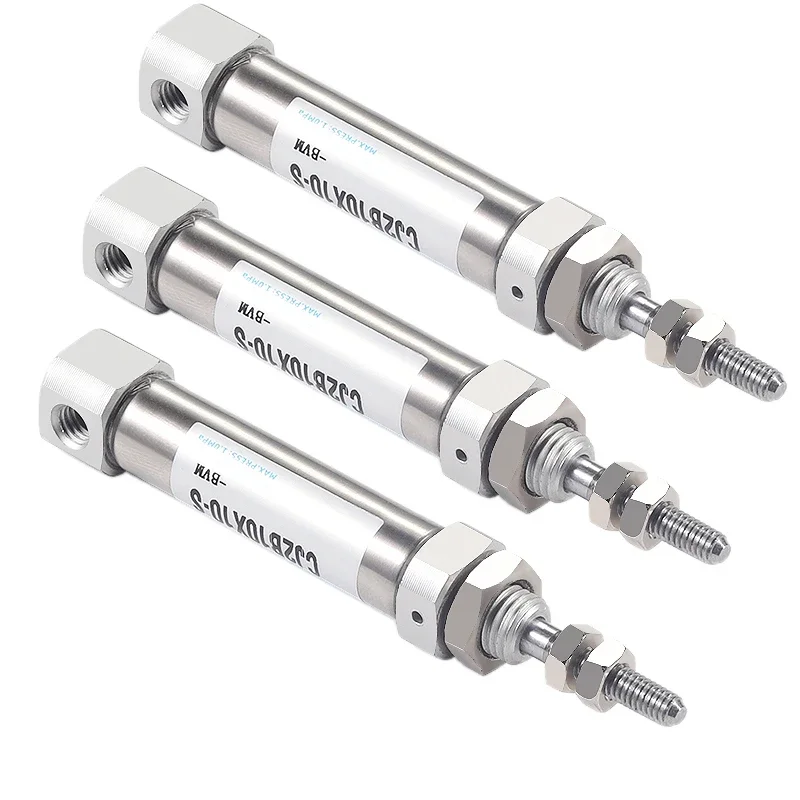 CJ2B6, CJ2B10, CJ2B16 Single Action Miniature Magnetic Stainless Steel Mini Pneumatic Cylinder Axial Air Inlet