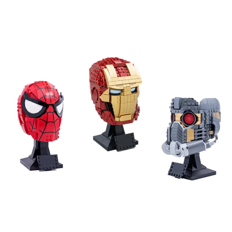 Miniso Marvel Star-Lord Spiderman шлем Железного человека Heroes строительные блоки, кирпичи, игрушки, подарки