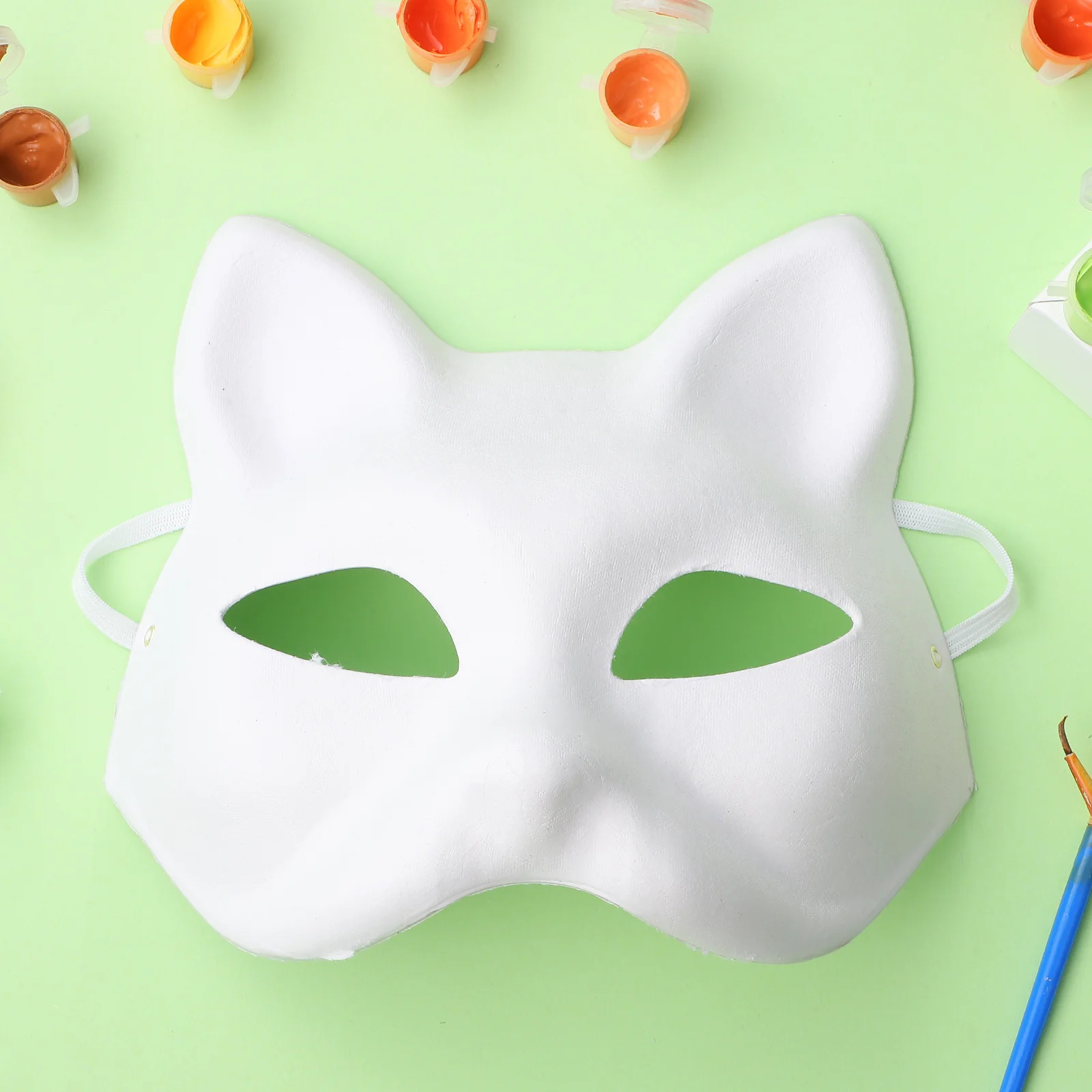 5 Pcs White Paper Prom Cat Face Mask Child Halloween Masks Plain with Elastic Scratching Posts for Women DIY image 2
