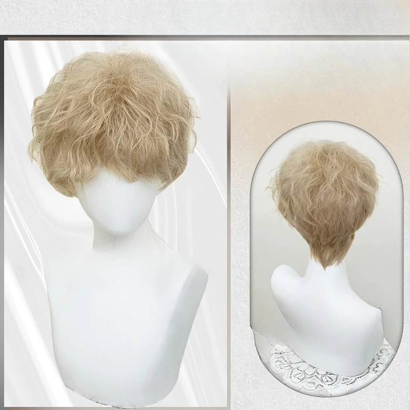 

Парик Платиновый шерстяной рулон Натуральный пушистый возрастной японский молодежный ленивый ветер Полный головной убор