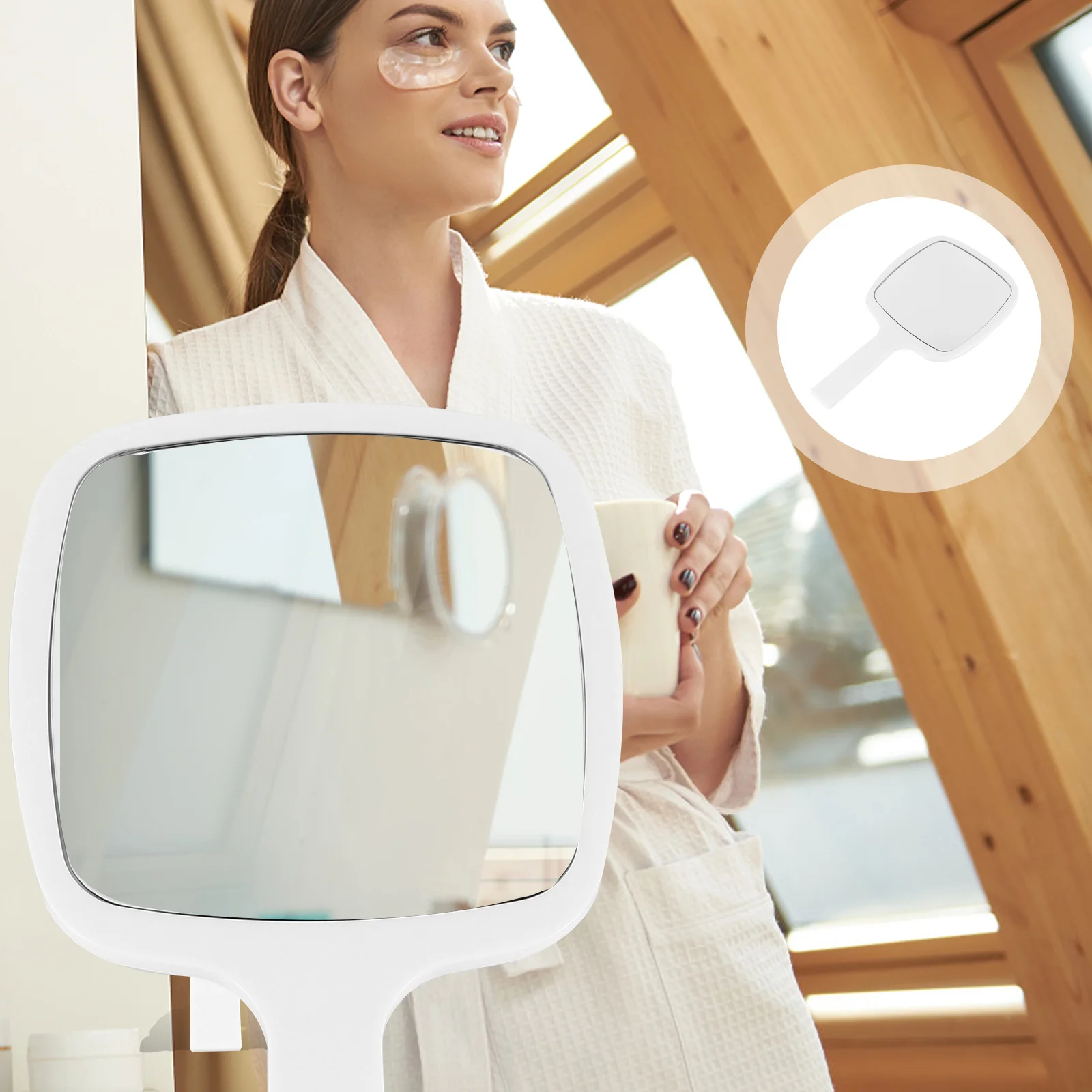 手持ちミラー 人間工学に基づいた滑り止めグリップで外出先でのタッチアップに最適 サロン品質のガラス製トラベルバニティミラー 女性用