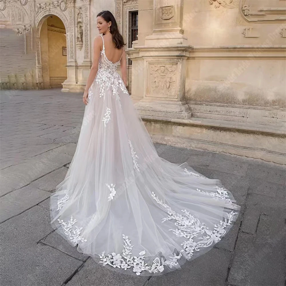 Elegant Thin Shoulder Strap Women Wedding Dresses Sexy Gorgeous Princess Bridal Gowns Formal Celebrity Party Vestidos De Novia