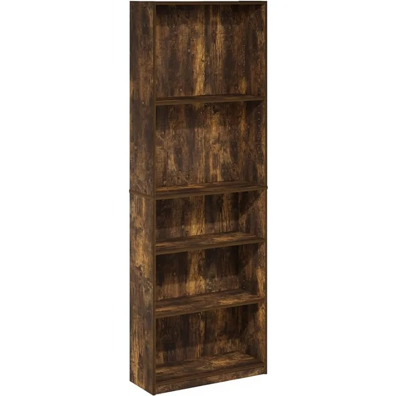 Furinno Jaya Simply Home Adjustable Shelf Bookcase, 5-Tier, Amber Pine