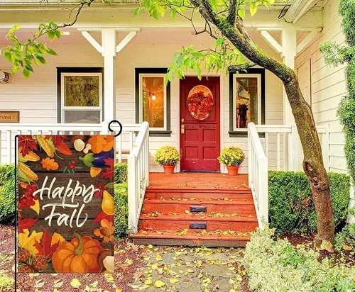 Fall Garden Flag Happy Fall Autumn Harvest Flag Double Side Pumpkin 12 x 18 inch TTP AAL HHM WZZ yyi
