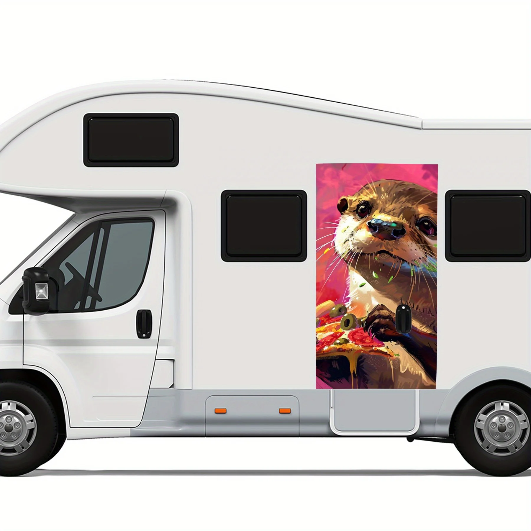 ملصق سيارة Fun Otter Eating Pizza، أغطية فينيل منزلية للديكور والحماية - ملصق فينيل لاصق ذاتي مقاوم للماء، #3