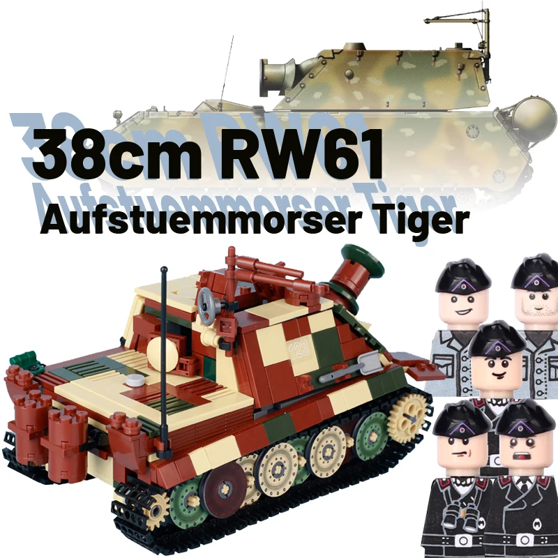 

WW2 Military German Sturmtiger Heavy Tracked Tanks Building Blocks Soldier Weapons Armored Car Mini Model Bricks Kids Toys Gifts