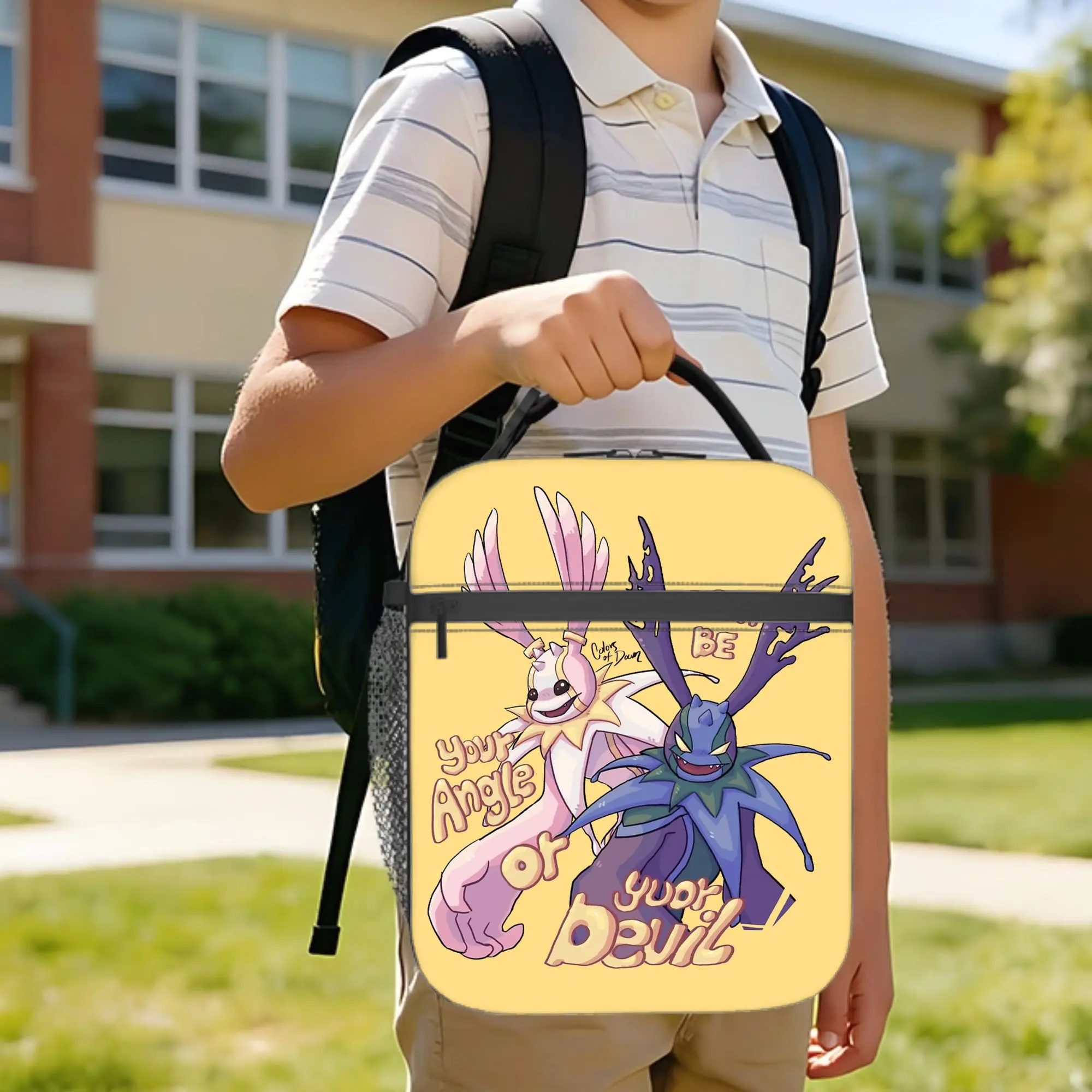 Digimon Insulated Lunch Bags Your Angle or Yuor Devil Cherubimon Meal Container Thermal Bag Tote Lunch Box Food Storage Bags