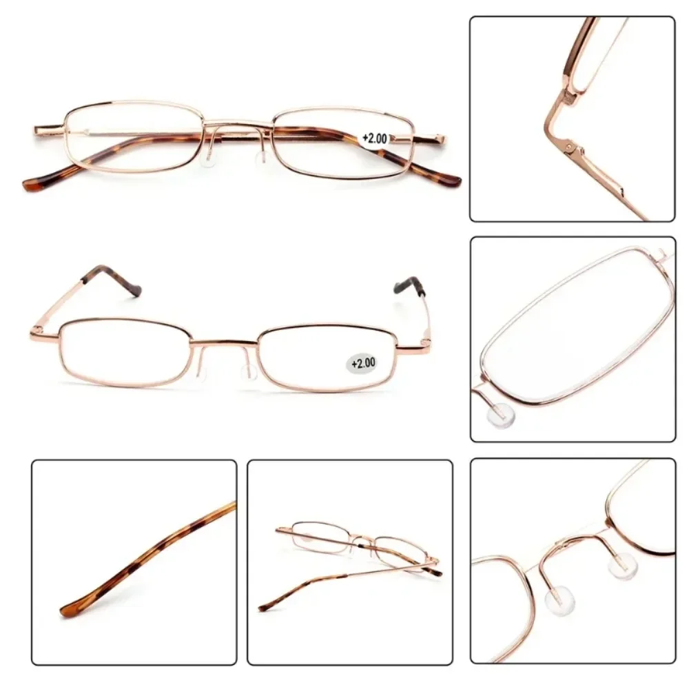 Lunettes de lecture unisexes avec étui à stylo, lunettes presbytes portables, boîtier métallique, charnière à ressort, soins de la Vision + 1.00 ~ + 4.00