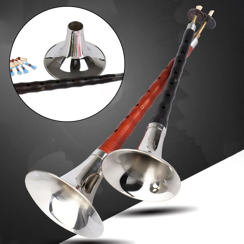 Redwood Suona D/C/A Key Chinese Professional Suona Adult Blowing Woodwind Instruments Traditional Folk Horn Set for Beginners