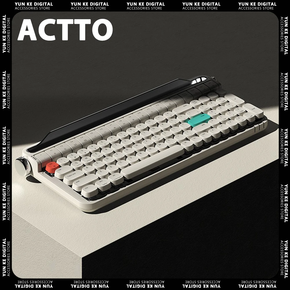 Actto B705 Wireless Bluetooth Mechanical Keyboard Dual Mode Retro Typewriter Gaming Keyboard  Rgb Hot Swap Custom Office Gifts