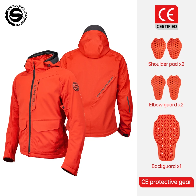 Star Field Knight Orange Motorcycle Jacket Summer New Riding Clothes Water-resistant Fabric With CE Protective Gears Accessories