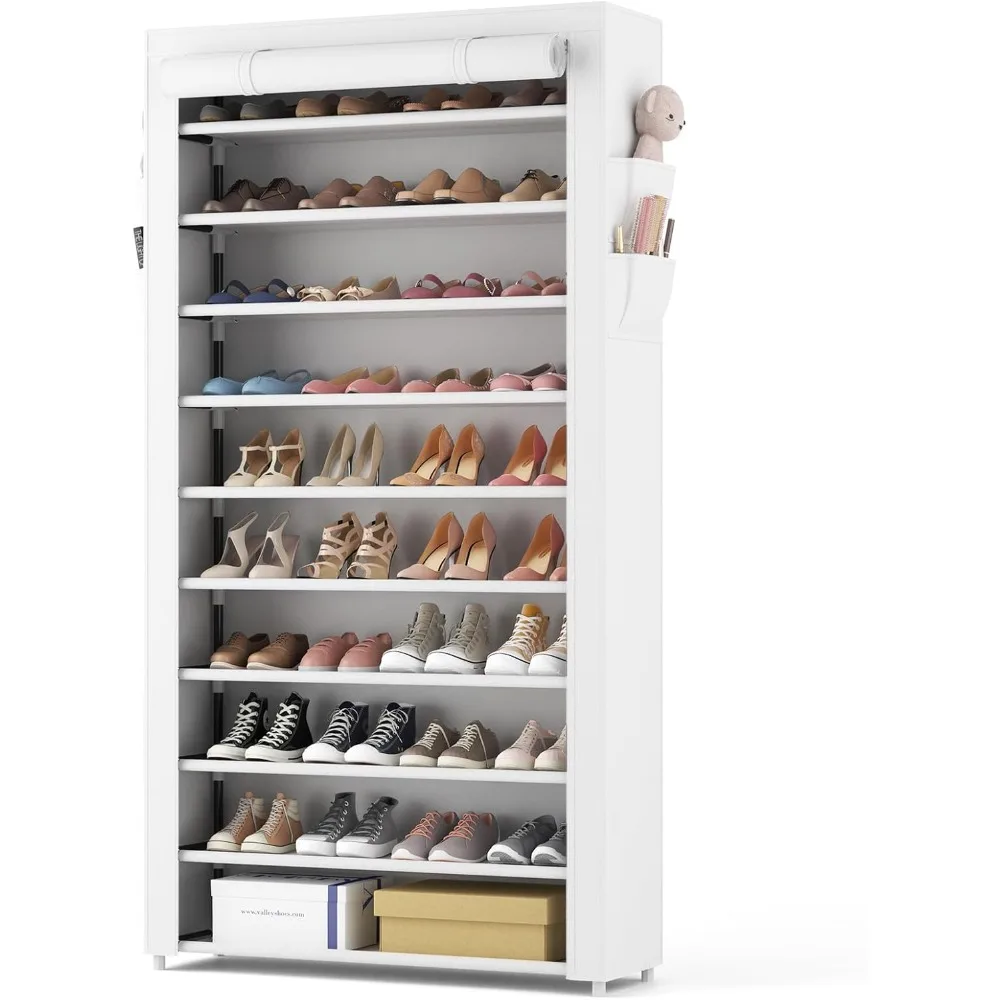 

Shoe Rack with Covers 10 Tier Large Shoe Organizer Tall Shoe Closet Storage for 50-55 Pairs Shoe and Boot