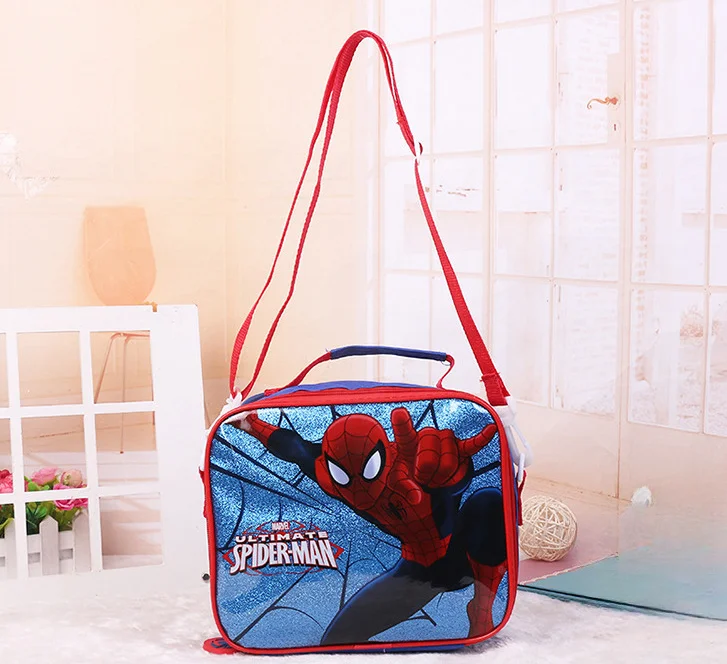 Disney-fiambrera de dibujos animados para niños y niñas, bolsa bonita de Spiderman y frozen, novedad