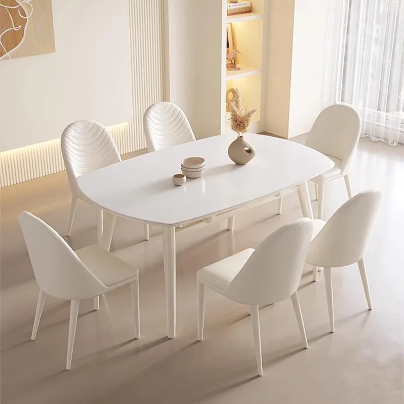 Modern Living Room Table Dining Salon Event Round Extendable Folding Dining Table Set Kitchen White Tavoli Da Pranzo Furniture