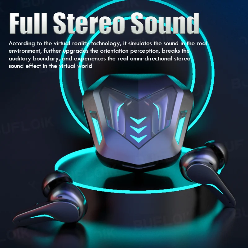 TWS Gaming Earbuds Low Latency Bluetooth 5.1 Headphones Waterproof 9D Stereo Headsets Touch Control Earphones Wireless for Games