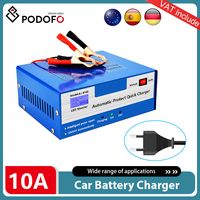 Podofo 10A Car Battery Charger 12V/24V Automatic Intelligent Pulse Repair Starter Battery Maintainer For Car Truck Motorcycle