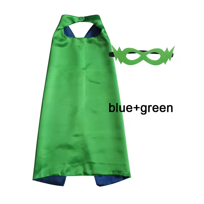 Superhero Capes with Mask REVERSIBLE Two Colored Child Cape Birthday Party Favor Satin Solid Capes Boys Girls Satin Capes - Image 11