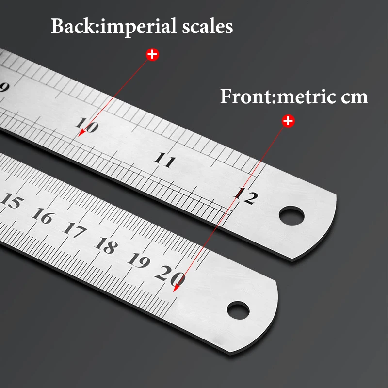 Righello dritto 20/30/40/50cm bilancia metrica e imperiale ad alta precisione in acciaio inossidabile, forniture di cancelleria per l'apprendimento dell'ufficio 9704