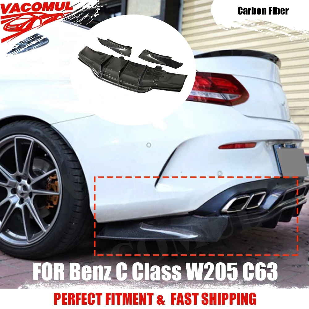 

VACOMUL For Mercedes Benz C Class W205 C63 Coupe C205 2 Door Carbon Fiber Rear Bumper Lip Diffuser Splitters Aprons