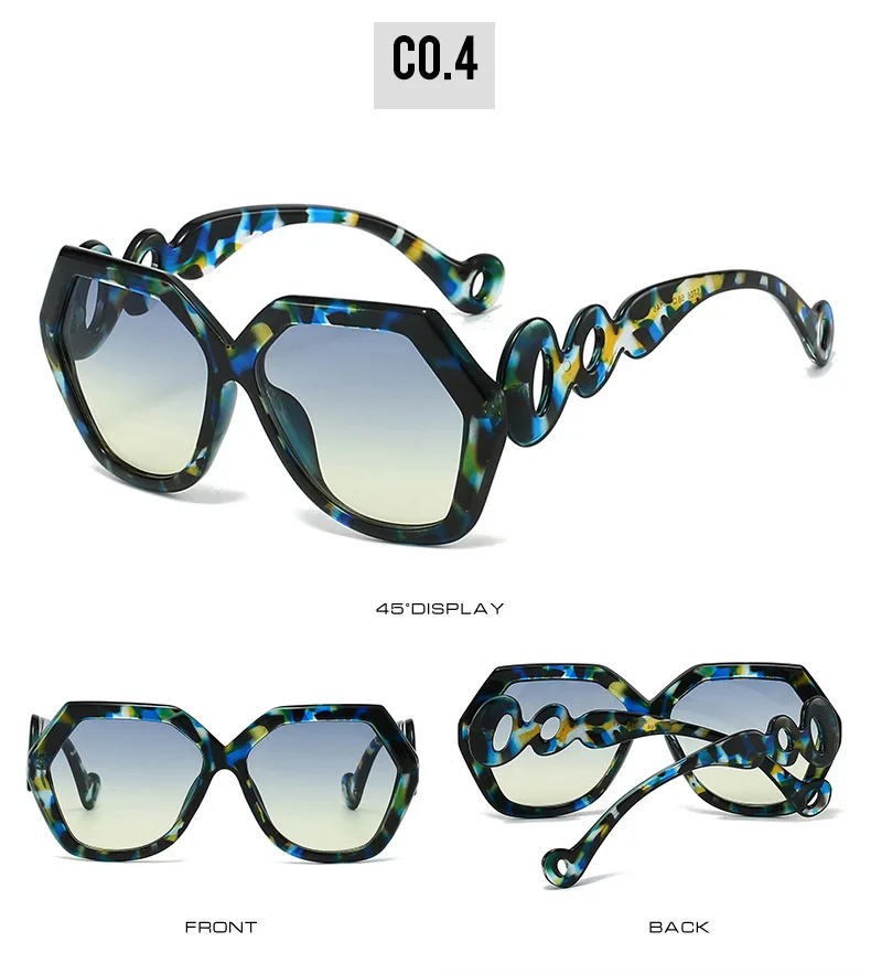 2025 Hexagon Frauen Sonnenbrille Marke Designer Farbe Patchwork Aushöhlen Kreis Elegante Reise Damen Sonnenbrille Retro – Detail 10