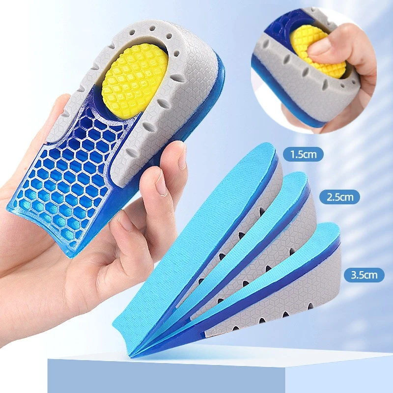 

Premium TPE Gel Heightened Insole Half Shoe Pads for Men Women Comfortable Silicone Gel Invisible Heel Lift 1-3cm Soles Support