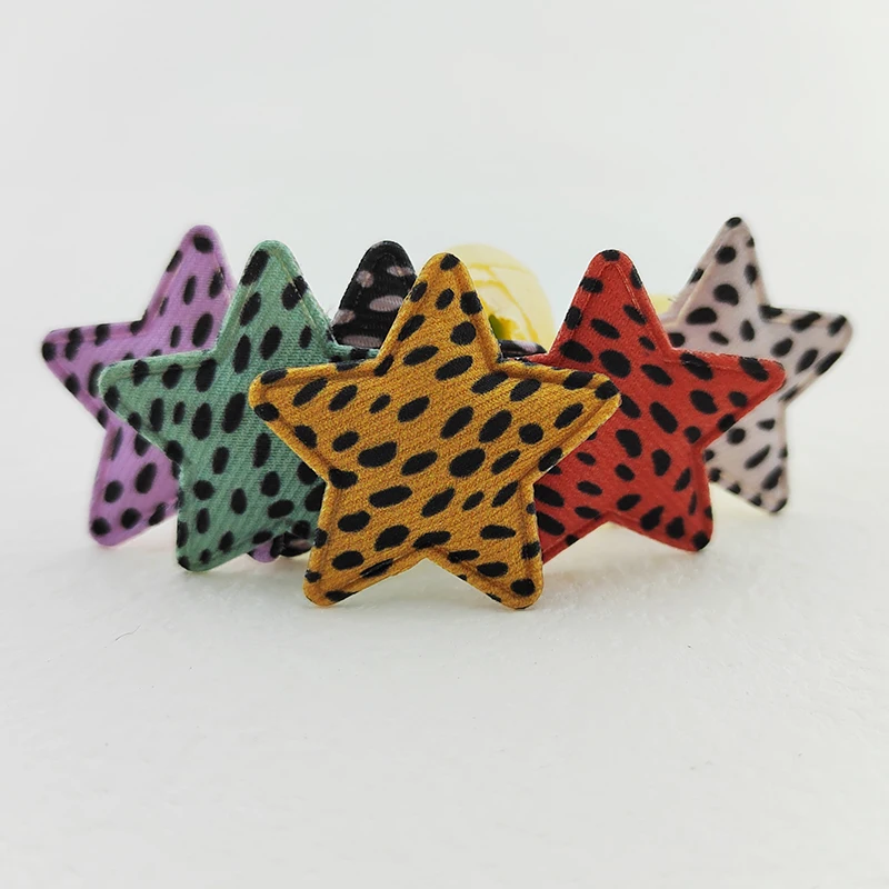 100Pcs 3.5CM Leopard Fabric Star Appliques For Clothes Hat Sewing Supplies DIY Headwear Hair Clip Bow Decor Patches