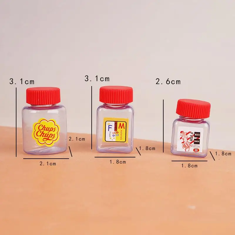 10Pcs Dollhouse Mini Kitchen Empty Bottles Decoration Pretend Play Toy 1/12 Dollhouse Simulation Snack Jar Candy Jars Model