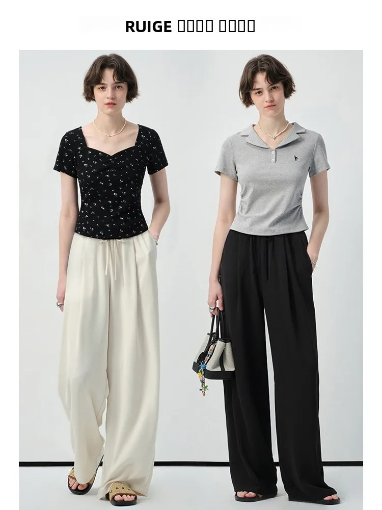 Pantalones casuales de talla grande para mujer Rui, pantalones largos de pierna ancha con protección solar, holgados y fluidos, novedad de verano, pantalones adelgazantes.