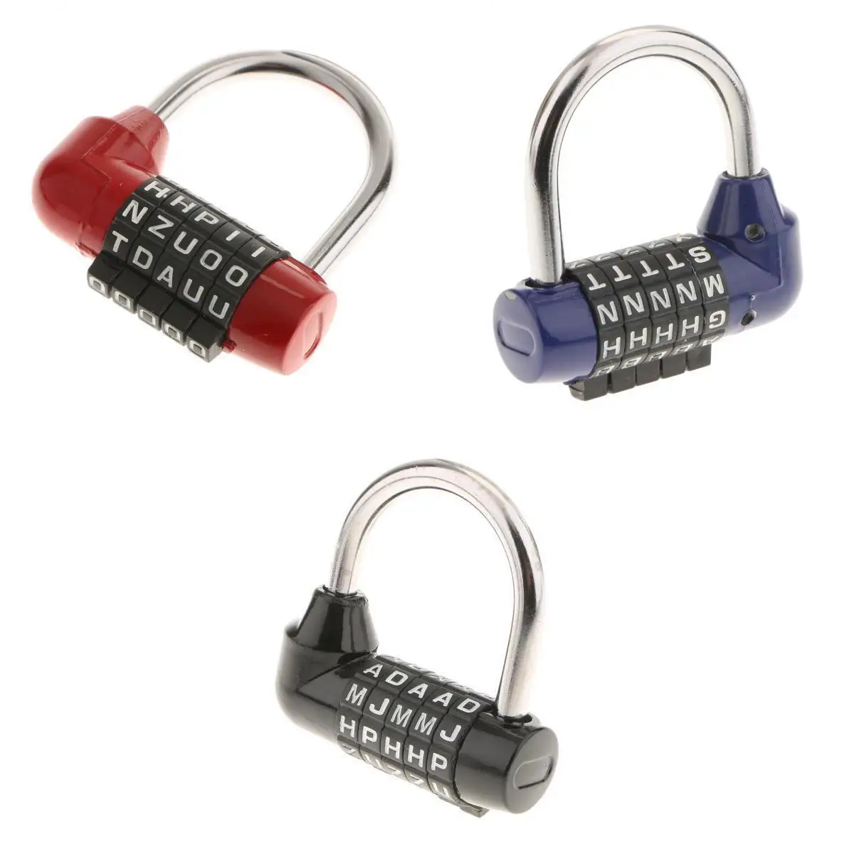 5 Dial Letters Padlock Zinc Alloy Combination Lock Secure Luggage Padlock for Travel Suitcases and Backpacks
