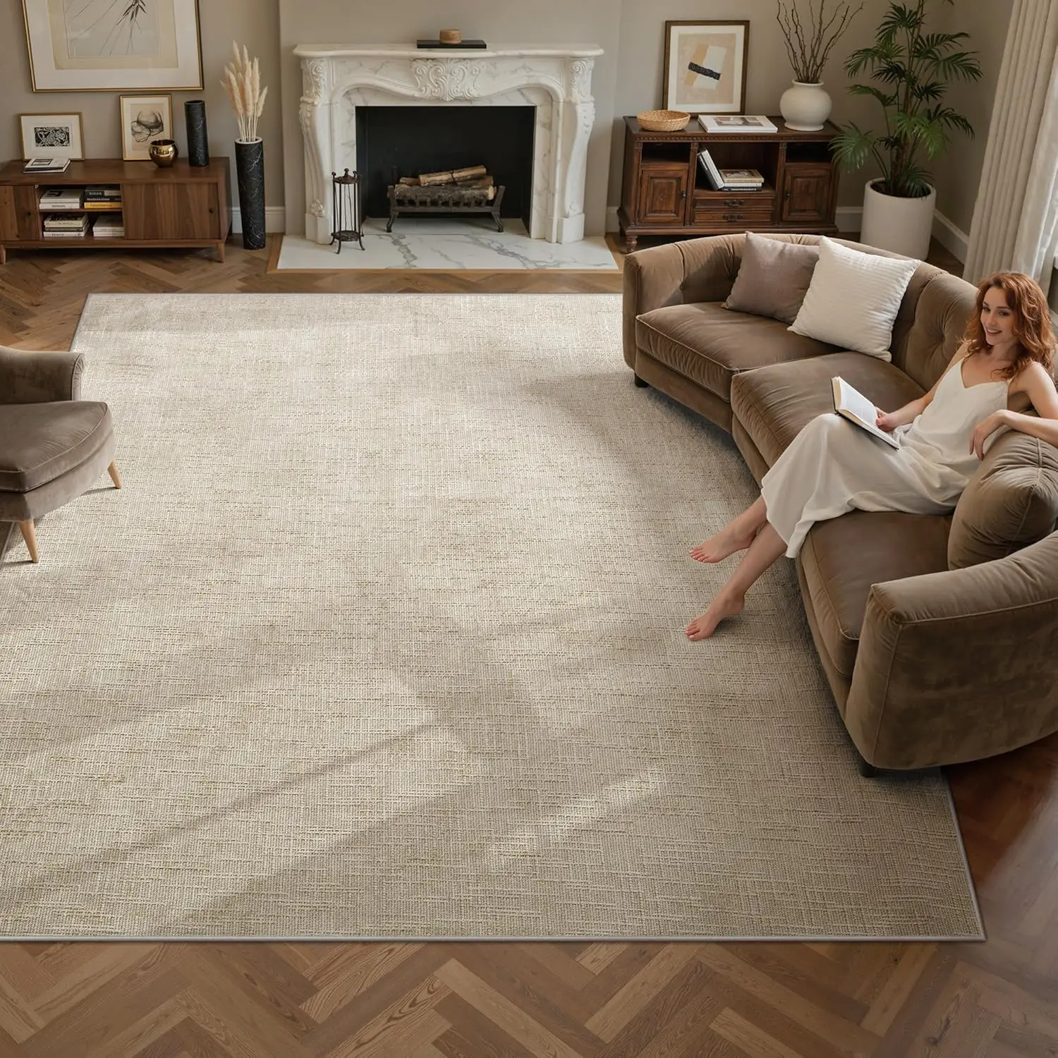 

Моющийся ковер 8x10, устойчивый к пятнам, с высоким и низким ворсом, нескользящий, для гостиной и спальни, машинная стирка, бежевый