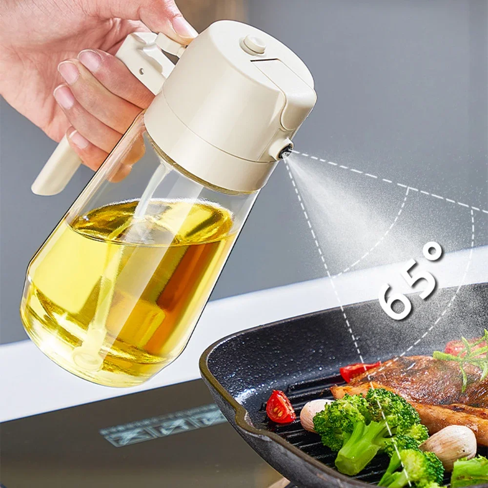 450ML Olive Oil Sprayer Dispenser For Cooking BBQ 2 in 1 Glass Oil Vinegar Soy Sauce Spray Kitchen Oil Bottle For Air Fryer