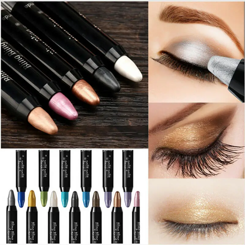 Women Waterproof Highlighter Eyeshadow Pencil Cosmetic Glitter  Eyeliner Pen Eyebrow Pearl pen eye shadow