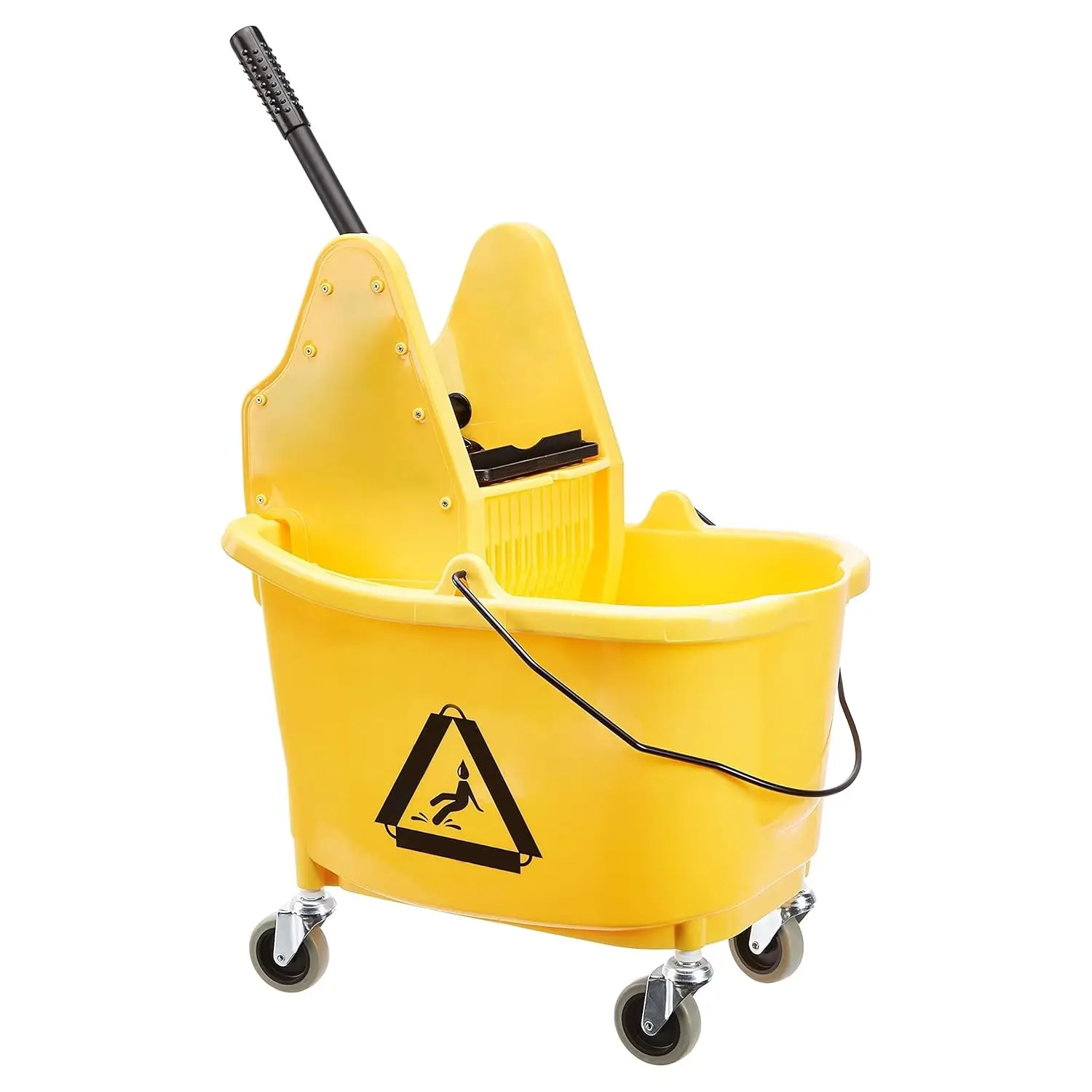 

35-Quart Yellow Mop Bucket with Sturdy Press Wringer Combo for Efficient Floor Cleaning