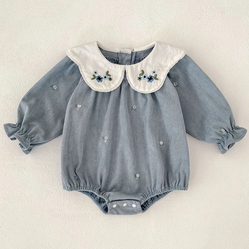 جديد 2025 رومبير للفتيات الصغيرات ملابس أطفال ربيعية مكشكشة بأكمام طويلة من القطن ملابس أطفال بذلة للفتيات الصغيرات على شكل زهرة #4