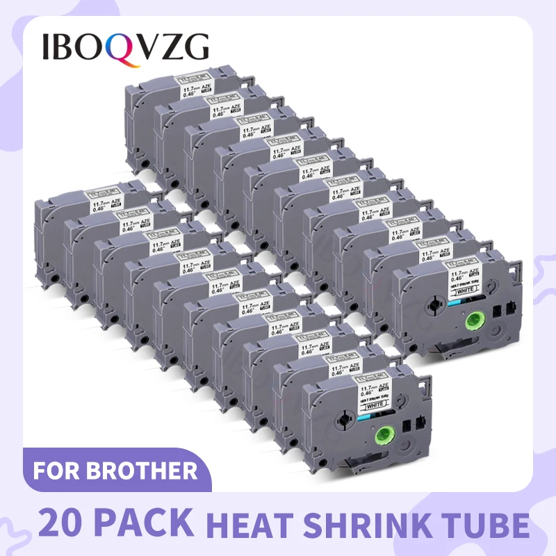 

IBOQVZG 20Pcs Heat Shrink Tube Tape Replace For Brother Label Tape 6/9/12/18/24mm Hse-231 Hse-631 For Brother P-touch Printer