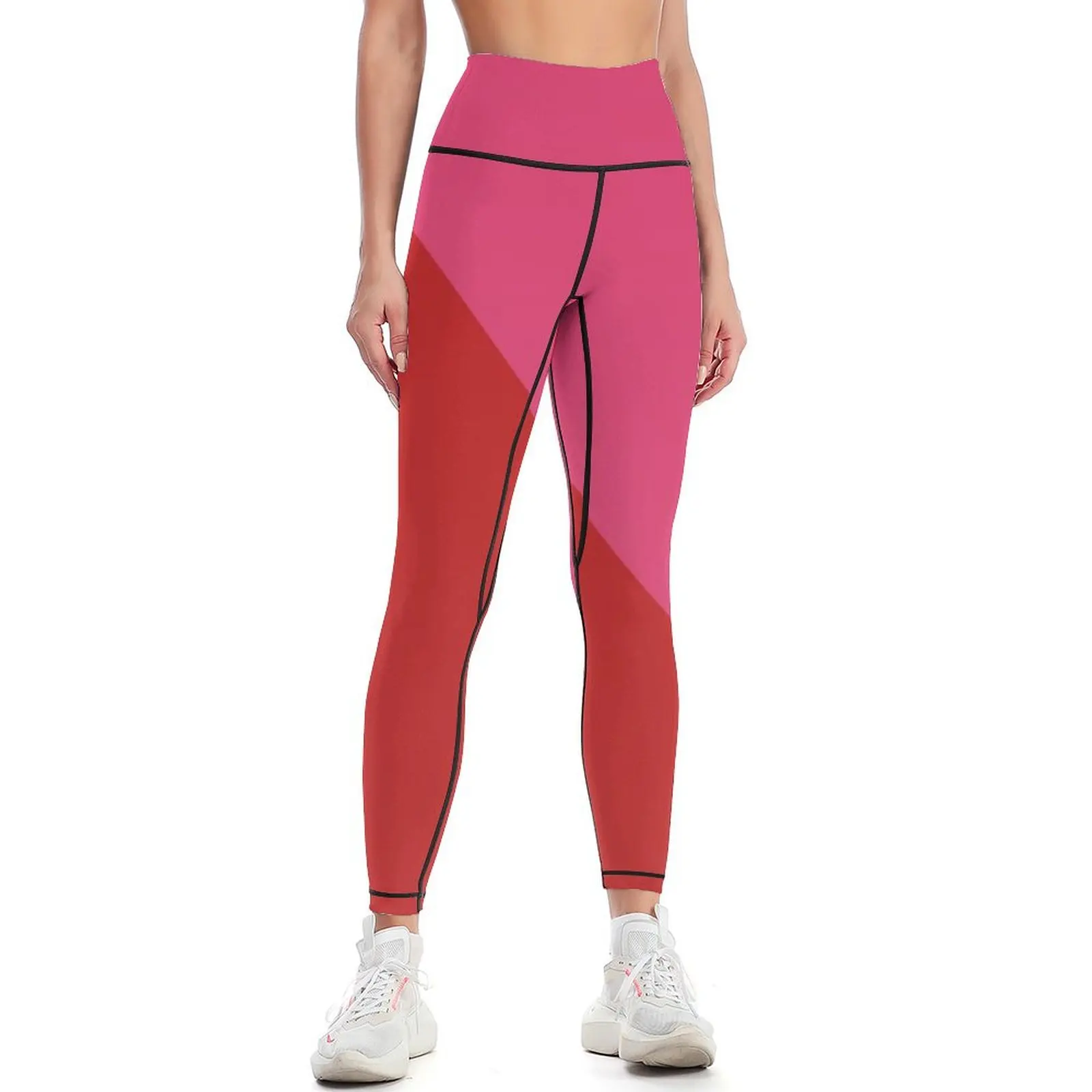 Clashing colors. Red and pink Leggings Training pants gym's sportswear sports tennis for Womens Leggings