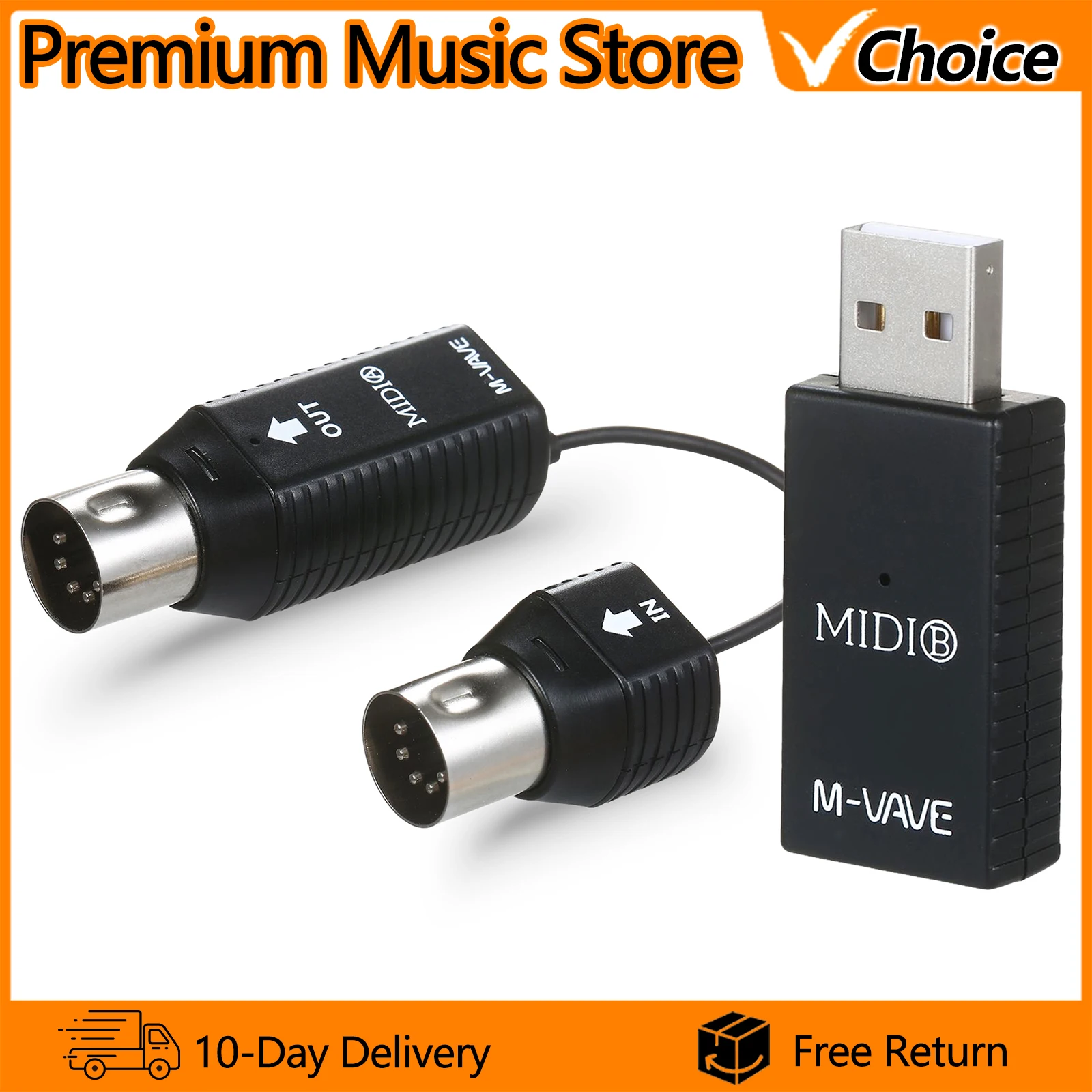 

M-VAVE Wireless Transmission System MIDI System MIDI Wireless Adapter Plug and Play Support Wins System Smart Phone
