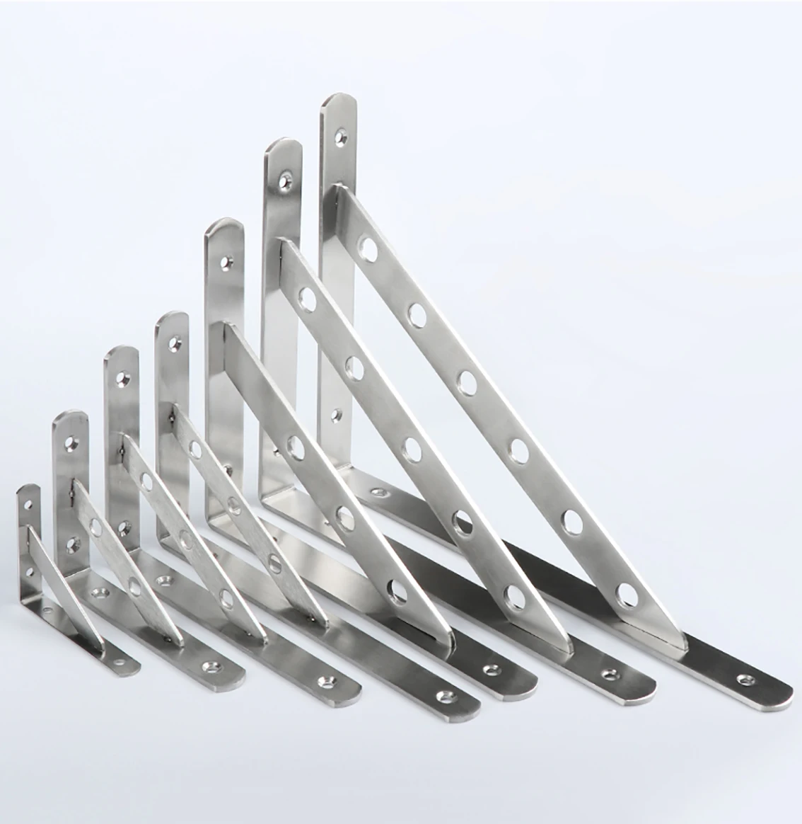 

6/8/10/12/14 Inch Stainless Steel Triangle Shelf Brackets L Shape Wall Mounted Thickened Corner Brace Right Angle Support Holder