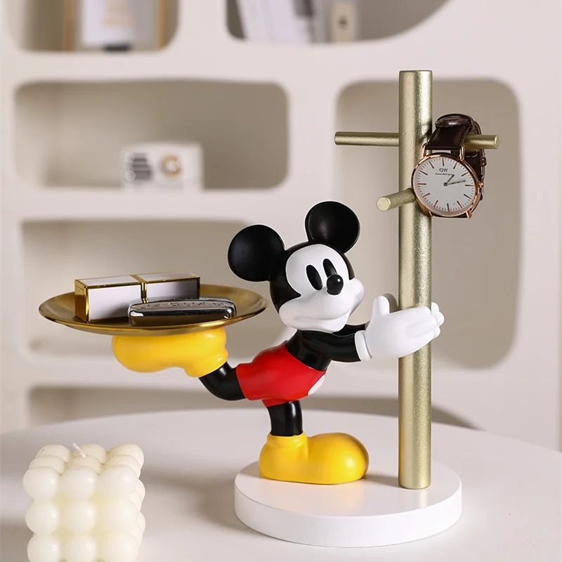 

Disney Mickey Mouse Foyer Storage Figure Anime Living Room Tray Decorations Model Collection Figurine Home Ornament Gifts