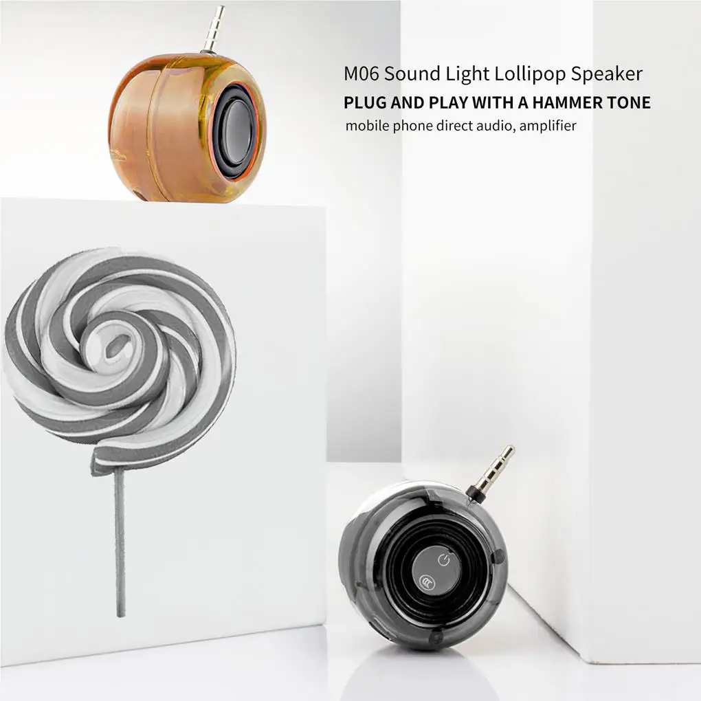 Мини-динамик Lollipop 3,5 мм, беспроводной MP3, универсальное перезаряжаемое усилительное устройство, уличный усилитель звука для телефона для ПК, планшета