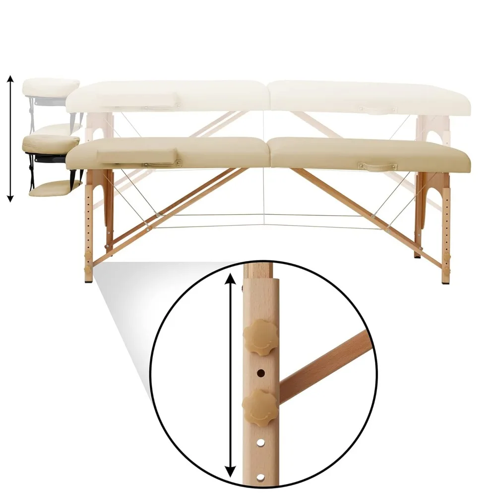 Saloniture Professional Memory Foam Folding Massage Table - Portable with Carrying Case, Cream