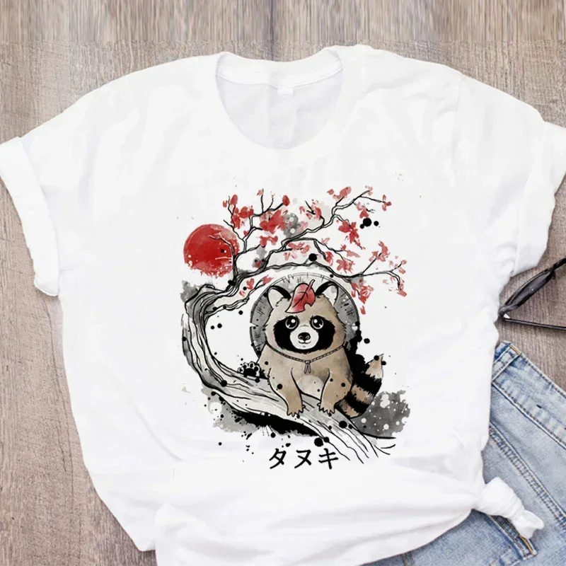 New Japanese Styel Women Tops Cartoon panda Graphic Printed T Shirt Fashion Round Neck Woman Clothing Short Sleeve