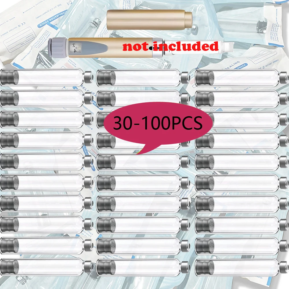 50-300pcs Empty 3ml Cartridges Bottle Independent Packaging for Disposable  for Lilly Insulin Pen