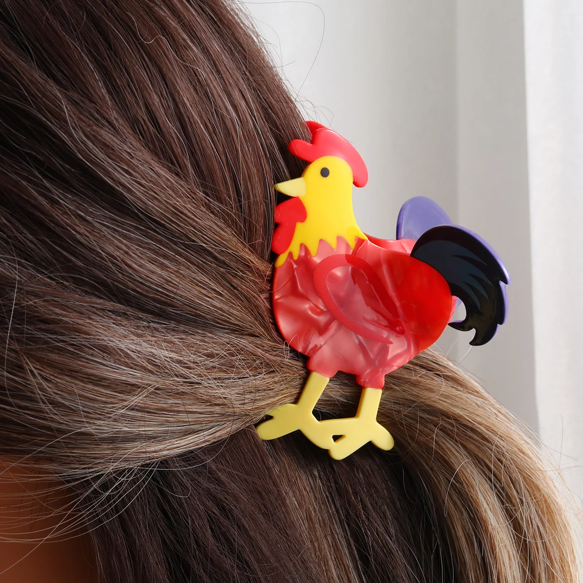 1 pcs personalized fashion cork rooster acetic women hair claw clip