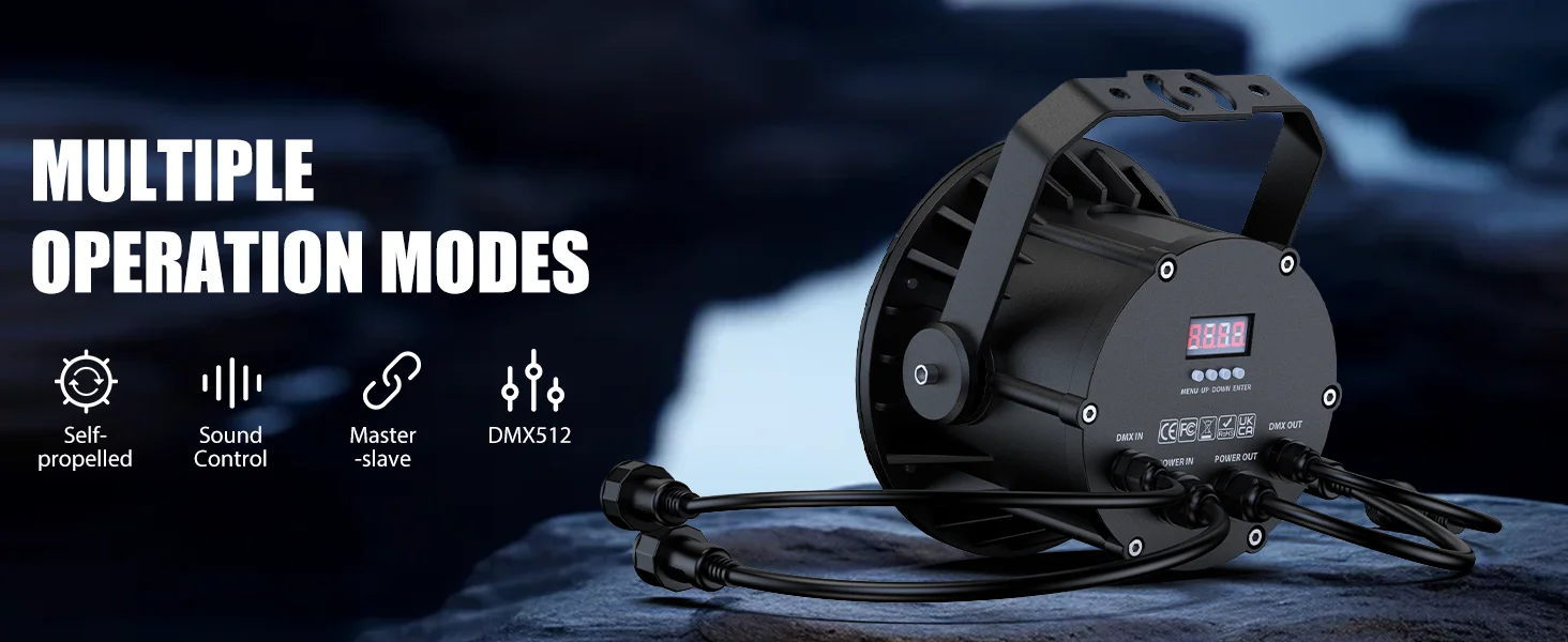 U'King 4 Stück Wasserdichte Par-Leuchten 6x10W RGBW LED Stroboskop-Effektbeleuchtung DMX512 Tonaktivierte Steuerung Bühnenlicht für DJ Disco – Detail 3