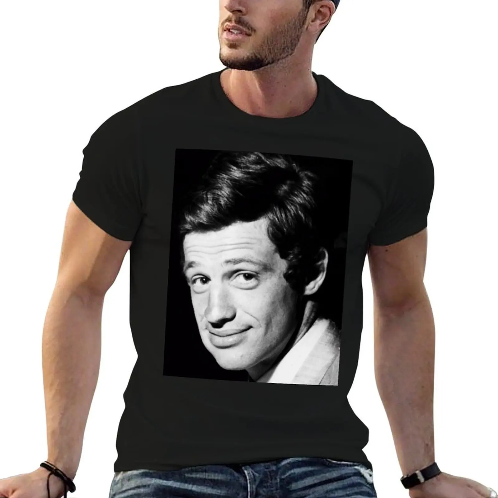 Camiseta de Jean Paul Belmondo, camisetas divertidas de algodón, camisetas de anime, camiseta de algodón de gran tamaño, camiseta para hombre